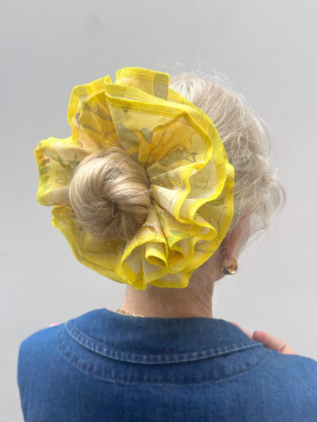 Azaria Yellow Floral Organic Cotton Scrunchie | No More Nobody