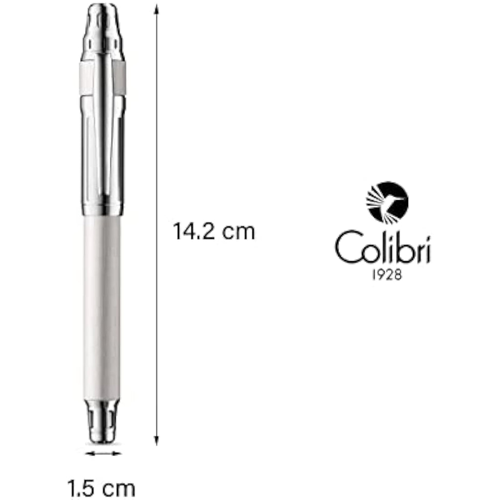 Colibri Ascari Fountain Pen | Polished Chrome & White | Medium Bock Nib