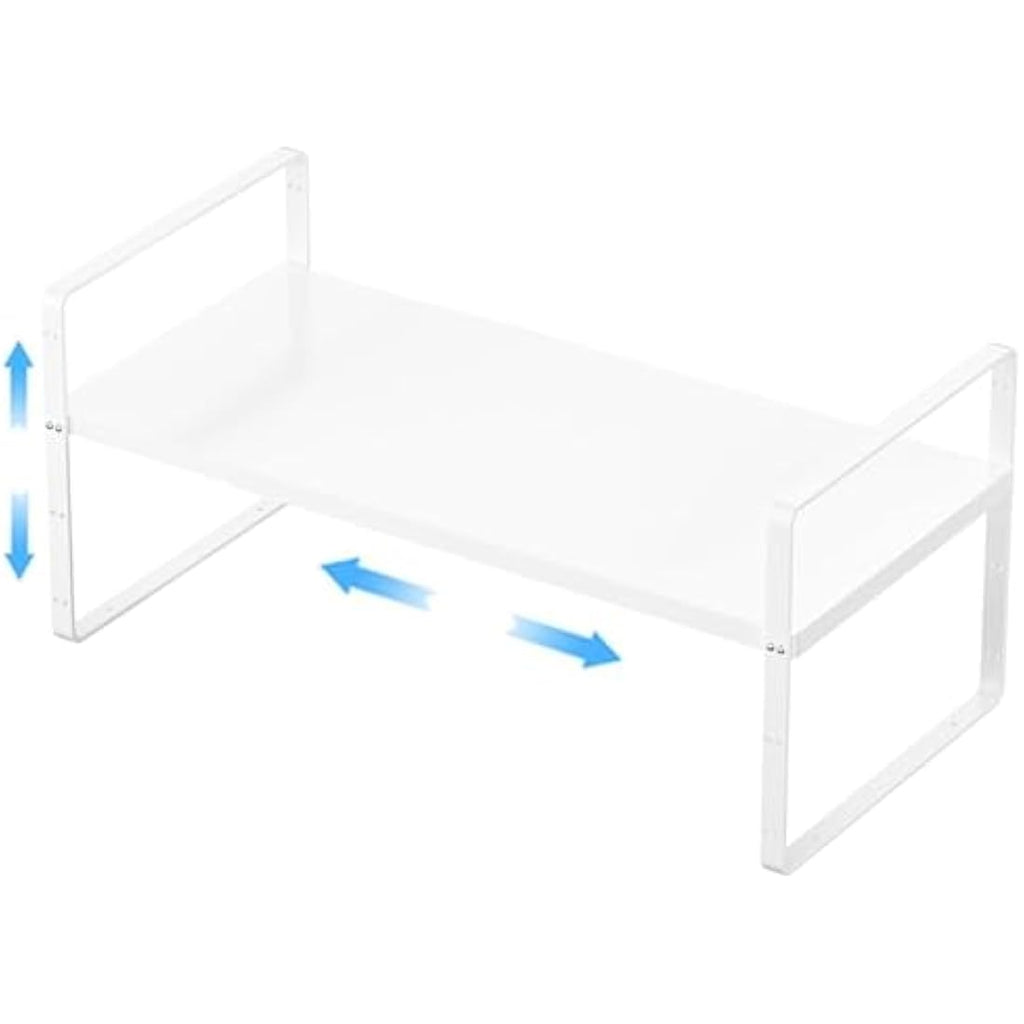ARCCI Expandable & Stackable Metal Kitchen Cabinet Shelf Organizer – White