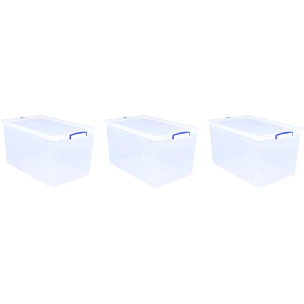 83L Clear Plastic Nestable Storage Boxes (Pack of 3)