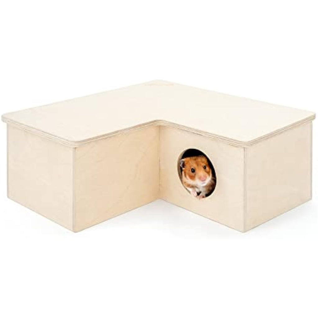 Niteangel 3-Chamber Hamster House Maze – Birch Wood Syrian Hamster Hideout