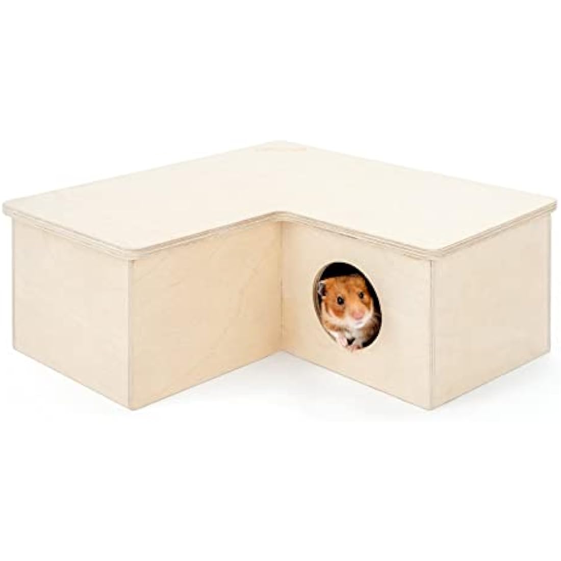 Niteangel 3-Chamber Hamster House Maze – Birch Wood Syrian Hamster Hideout