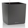Lechuza CUBE 40 Self-Watering Planter | Charcoal Metallic Plastic Pot