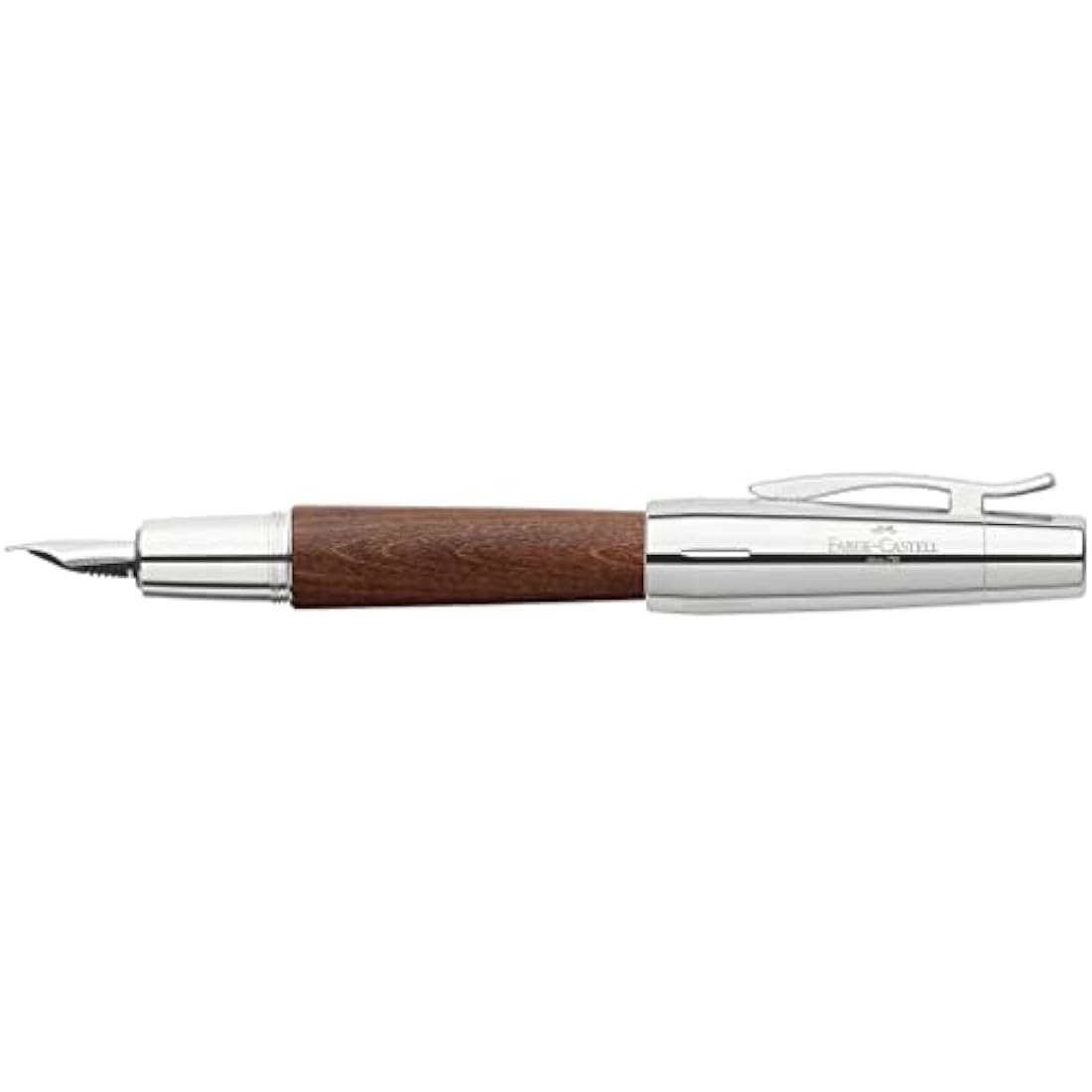 Faber-Castell E-motion Fountain Pen – Brown Wood & Chrome, EF Nib