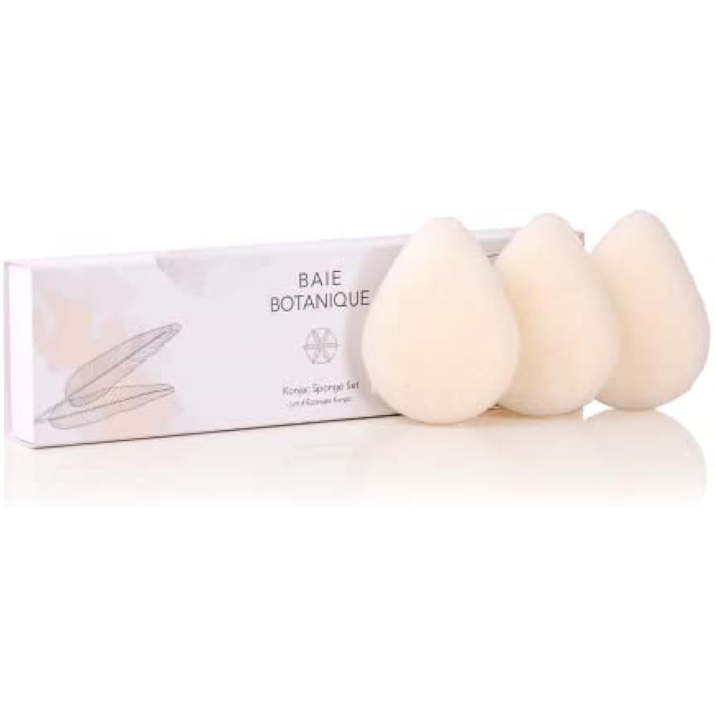 Baie Botanique Teardrop Konjac Sponge | Natural Facial Cleansing Set of 3