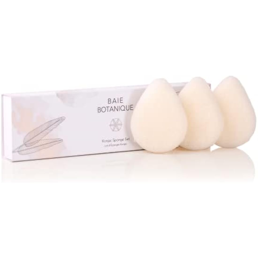 Baie Botanique Teardrop Konjac Sponge | Natural Facial Cleansing Set of 3