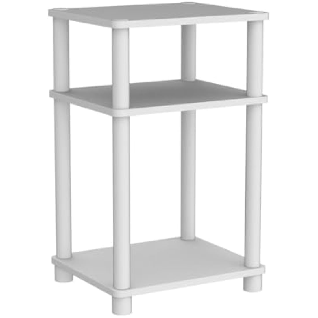 Furinno 3-Tier Turn-N-Tube End Table 2-Pack | White Wood & Plastic
