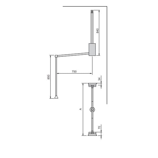 Emuca Pull Down Wardrobe Rail Lift - 600-830mm Adjustable - Stone Grey