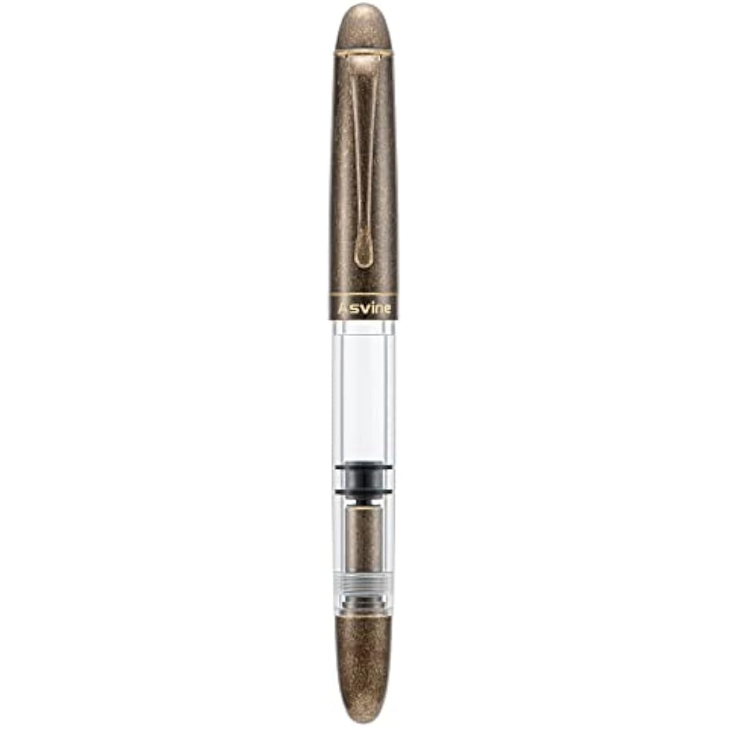 Asvine P30 Piston Fountain Pen | Retro Brass & Acrylic Medium Nib
