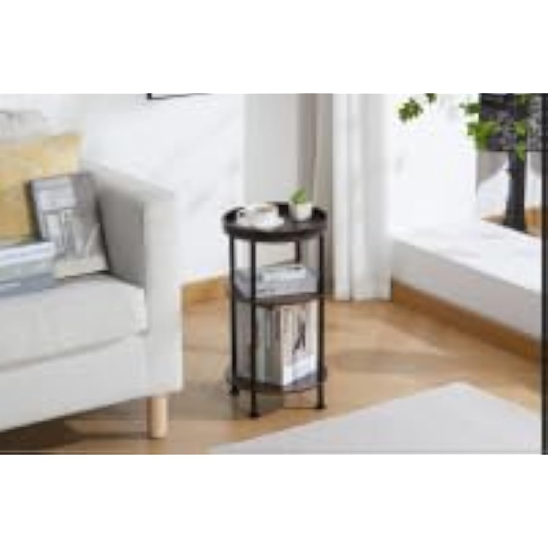 YEAKOO 3-Tier Round End Table – Industrial Metal Side Table for Small Spaces