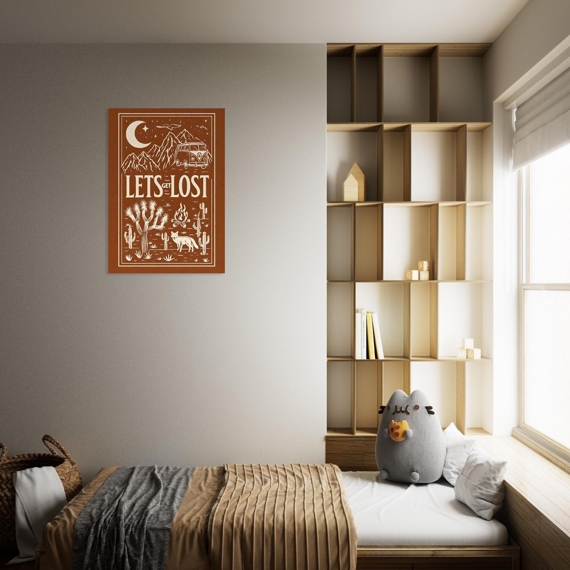 Let’s Get Lost Poster – Retro Travel Wall Art – Wanderlust Camper Van Print