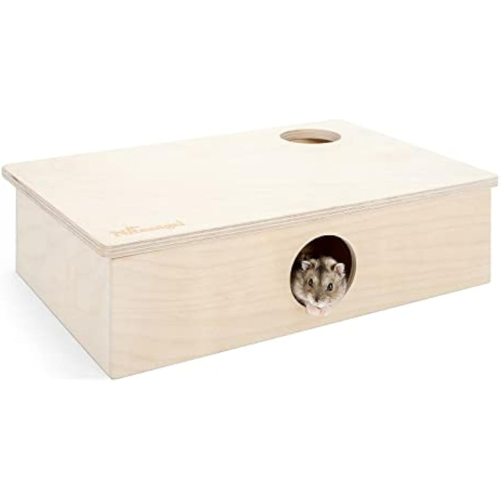 Niteangel 6-Room Multi-Chamber Hamster House – Birch Wood Maze Hideout