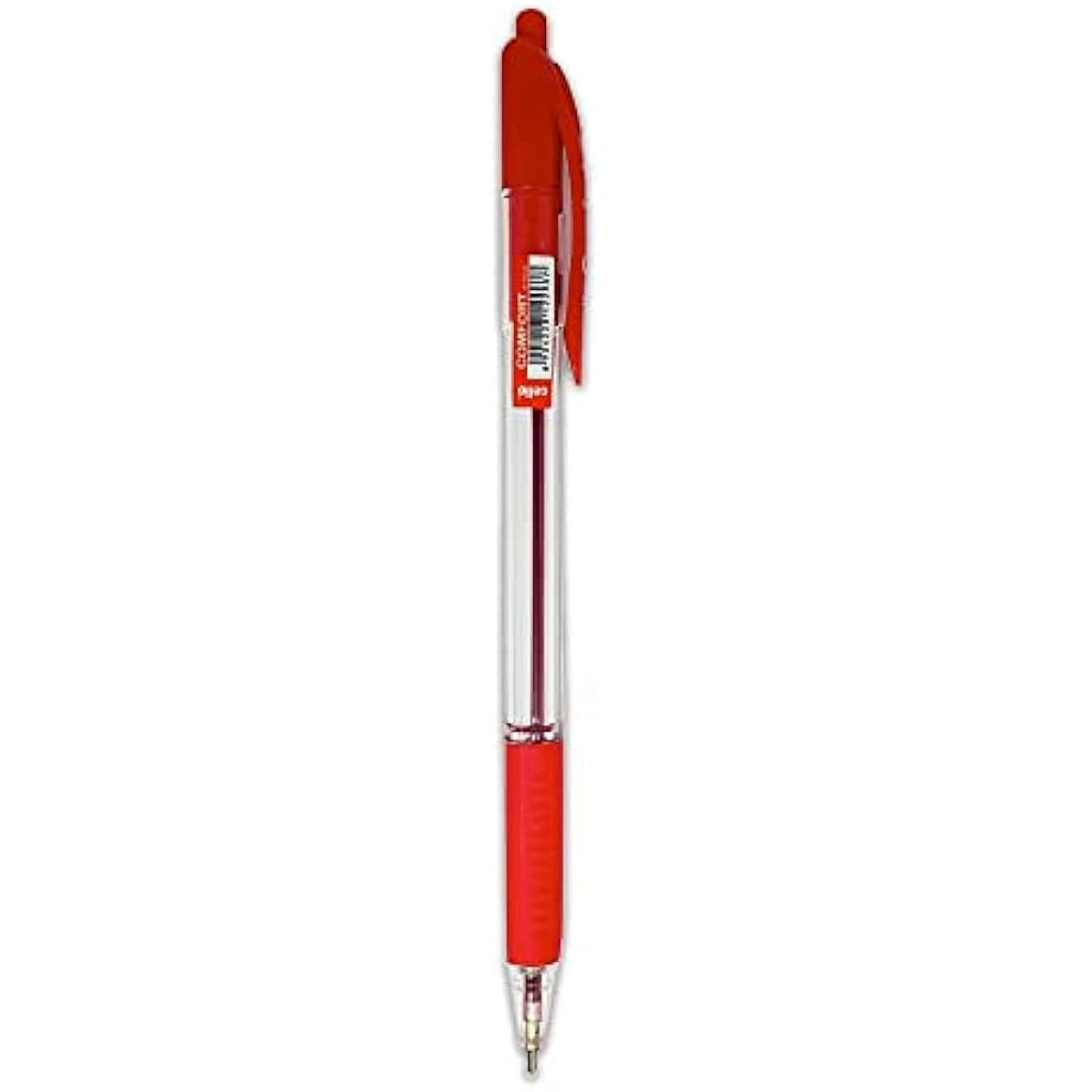 Cello Red Ballpoint Pens – Retractable 1.0mm Medium Point, 12 Pack