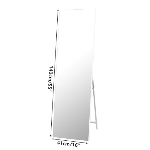 Vasemouh Full Length Mirror – 55x16in White Wall or Floor Standing