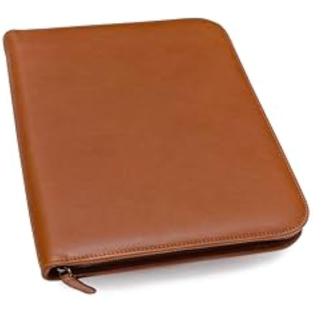 Maruse Italian Leather Portfolio – Zip-Around Laptop & iPad Folio, Cognac