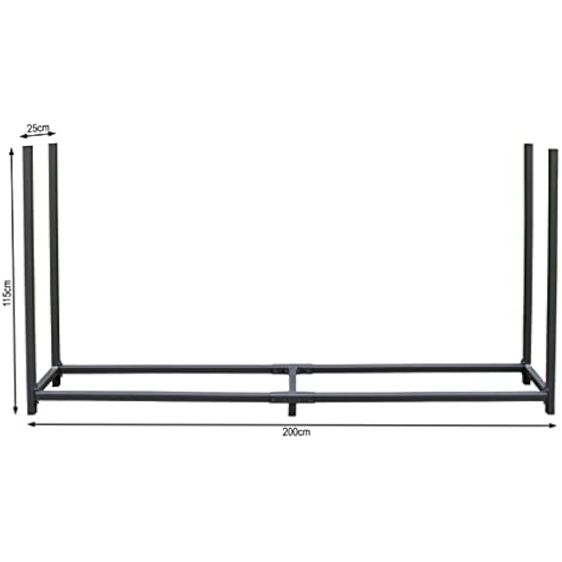 Metal Firewood Rack with Weather Cover - Anthracite 200cm
