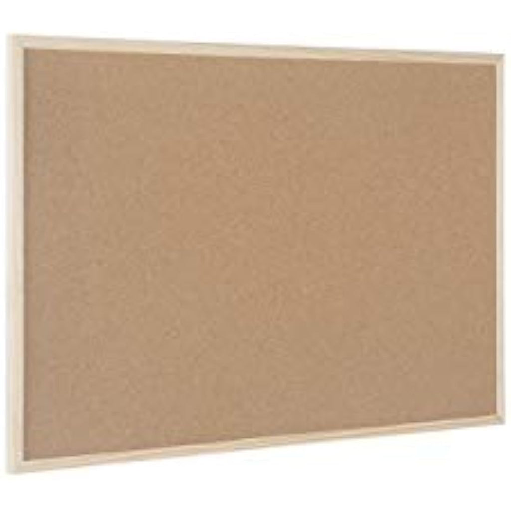 Bi-Office Basic Cork Board | Pine Wood Frame Pin Board | 90 x 60 cm