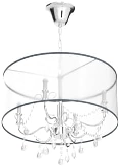 Bestier Crystal Drum Pendant Chandelier | 4-Light Chrome Ceiling Fixture