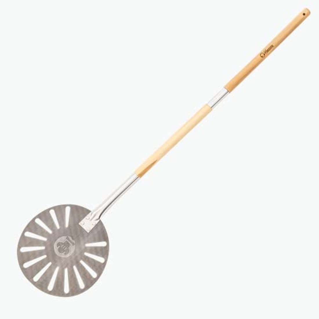 Chef Pomodoro 9-Inch Perforated Pizza Turning Peel with 47" Wooden Handle