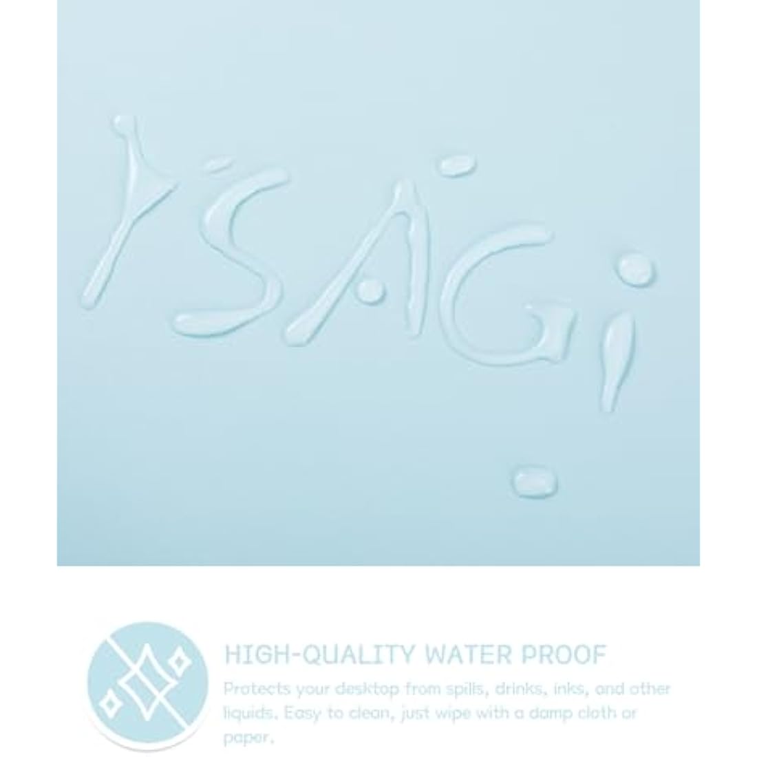 YSAGi Leather Desk Pad – Waterproof Non-Slip Office Writing Mat, Light Blue
