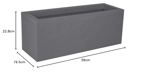EDA Volcania'Up 25L Balcony Box – Stone Effect Planter – Pebble Grey