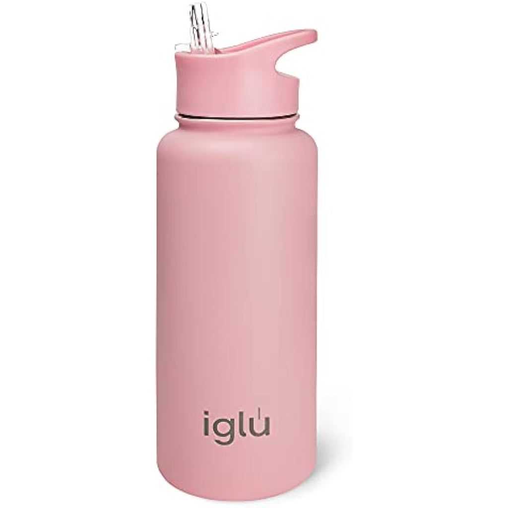iglu 1L Insulated Water Bottle – Stainless Steel with Straw Lid