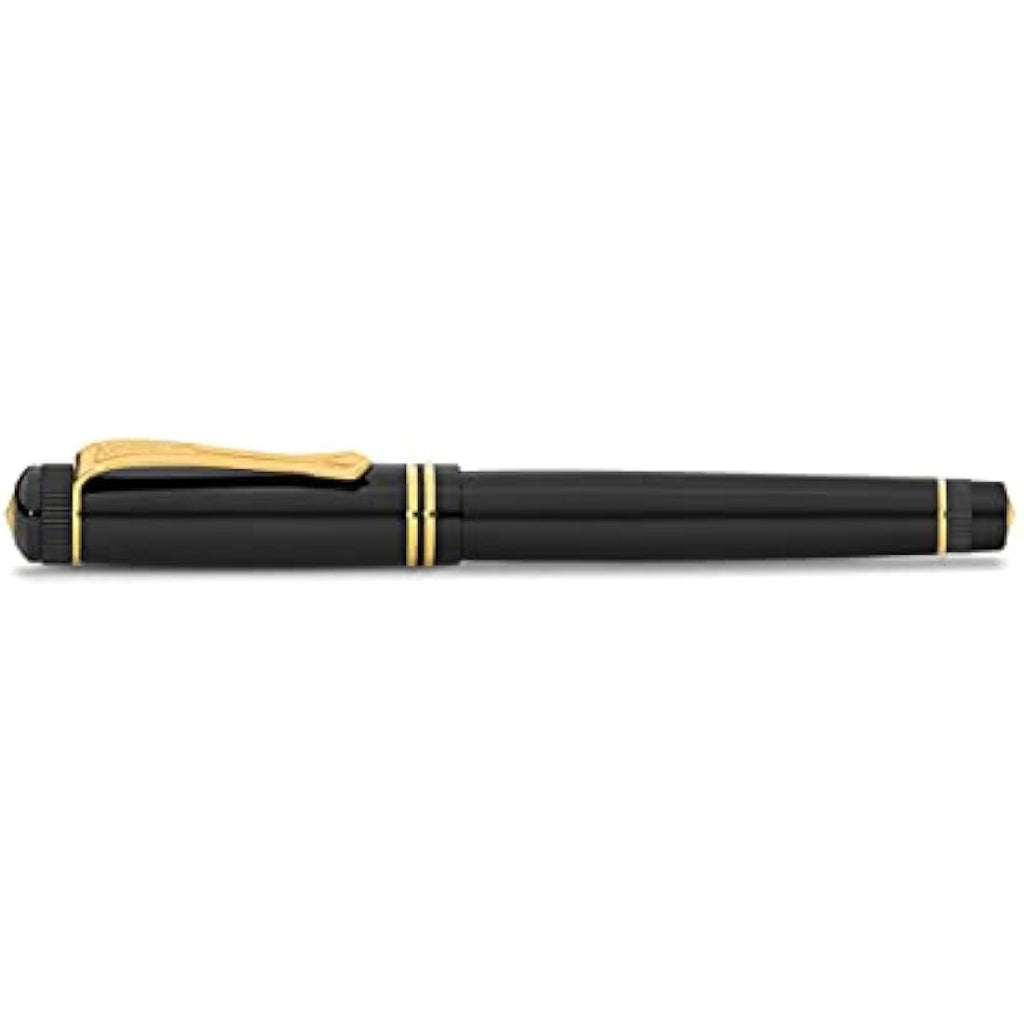 Kaweco DIA2 Fountain Pen – Premium Black Resin with Gold Trim, Nib M