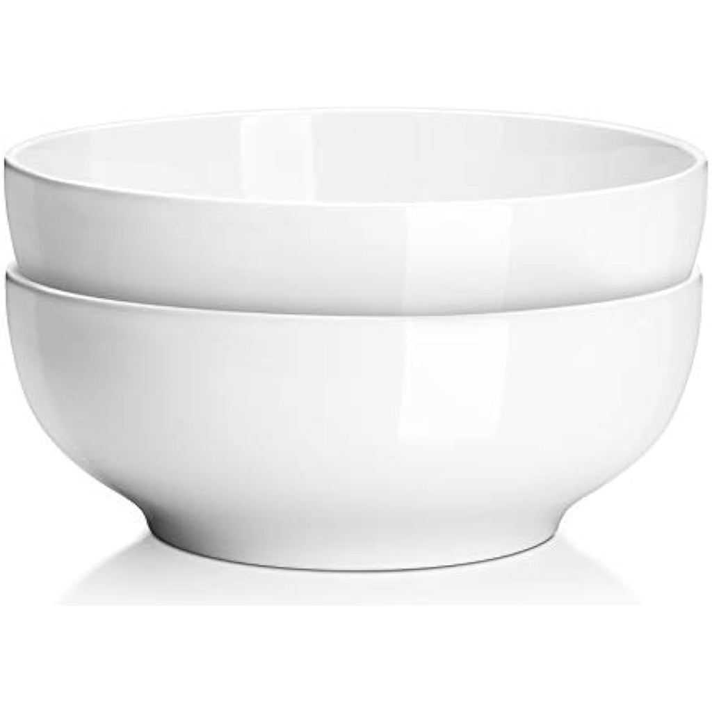 DOWAN Large Ceramic Serving Bowls | 2700ml White Salad Bowls, Set of 2