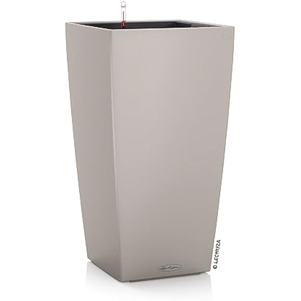Lechuza CUBICO Color 40 Self-Watering Planter | Sand Brown Poly-Resin