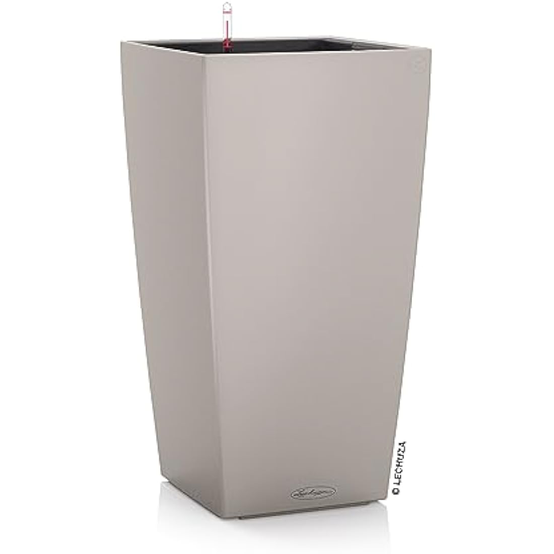 Lechuza CUBICO Color 40 Self-Watering Planter | Sand Brown Poly-Resin