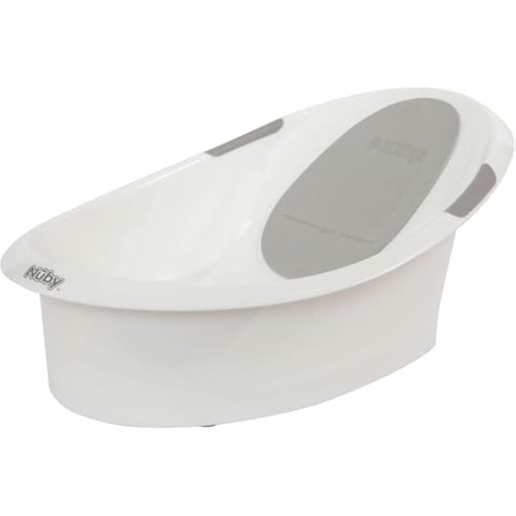 Nuby Baby Bath Tub with Anti-Slip Support and Soft Headrest - White