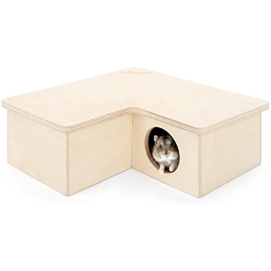 Niteangel 3-Chamber Hamster House – Birch Wood Maze Hideout for Dwarf Hamsters