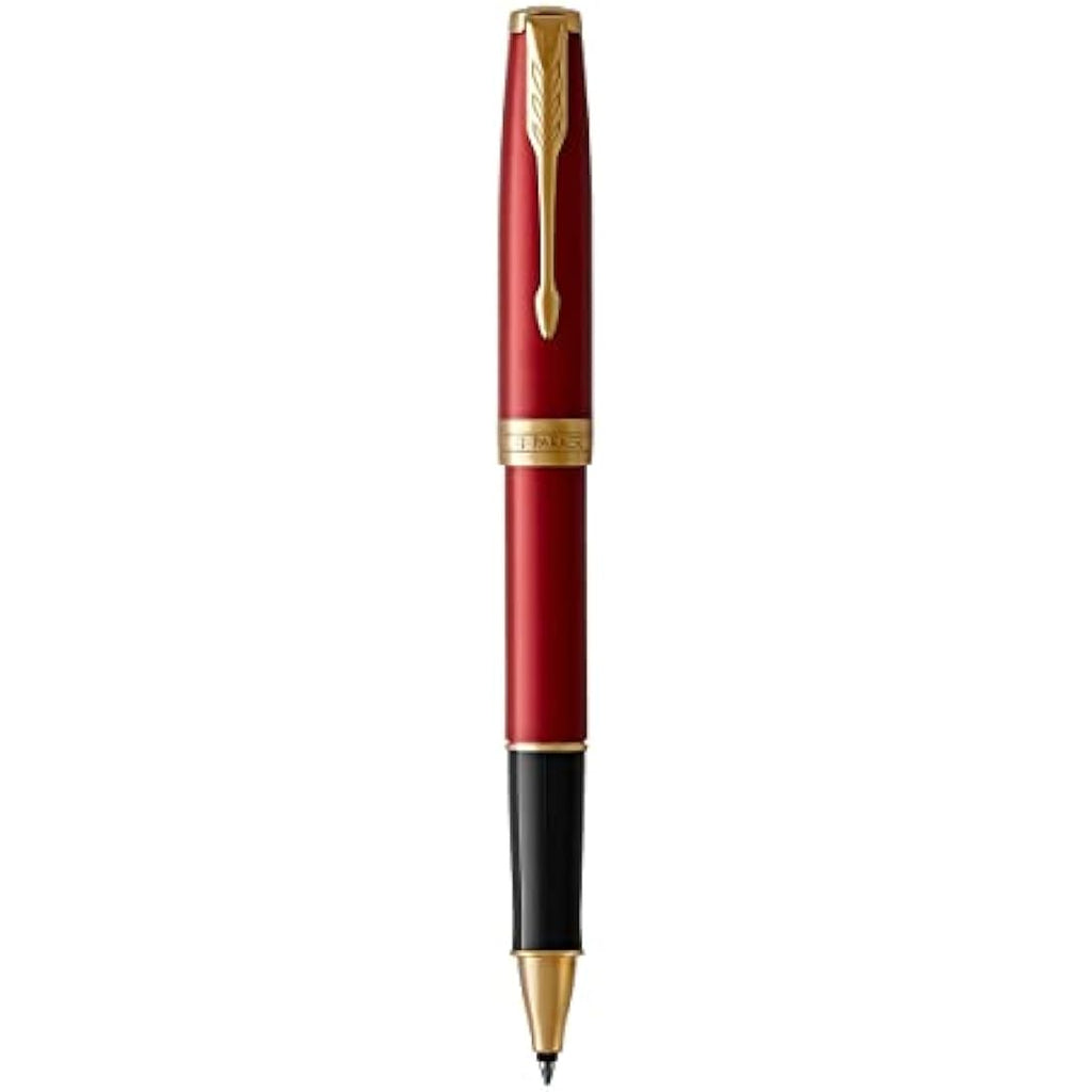 Parker Sonnet Rollerball Pen - Red Lacquer with Gold Trim, Fine Point