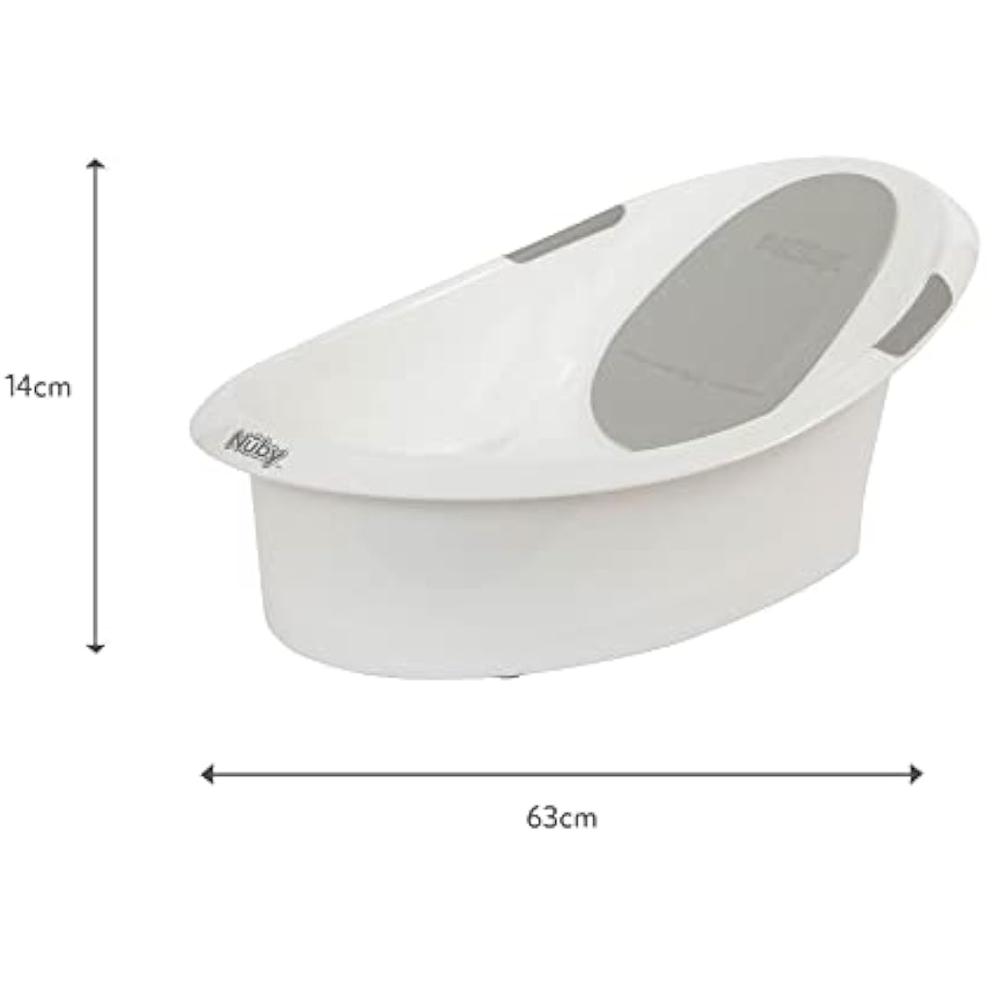 Nuby Baby Bath Tub with Anti-Slip Support and Soft Headrest - White