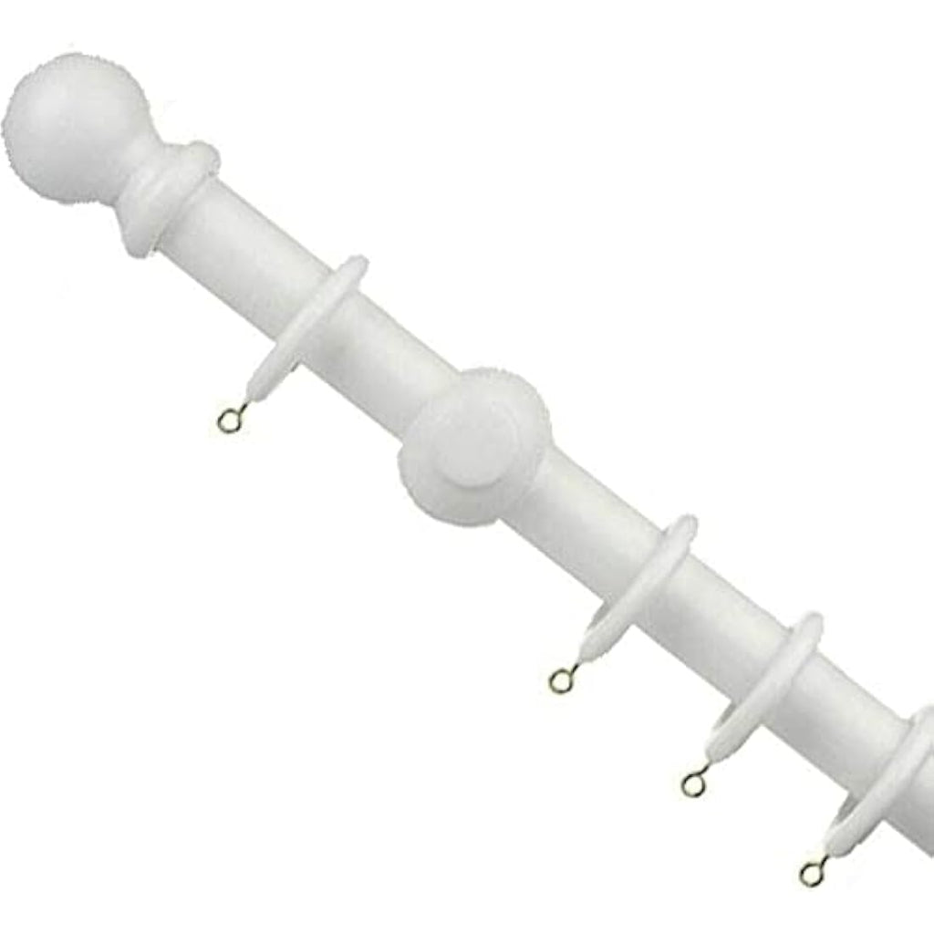 Wooden Curtain Rail Pole Set – Beechwood Rod, 120cm