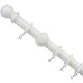 Wooden Curtain Rail Pole Set – Beechwood Rod, 120cm