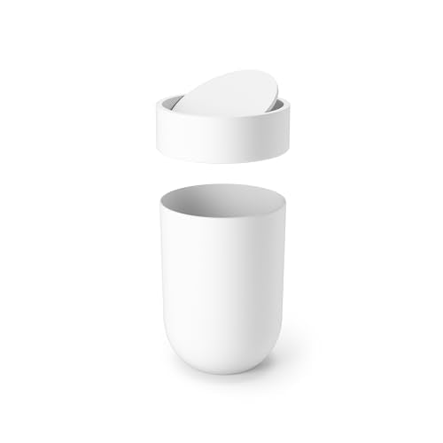 Umbra Touch Waste Bin with Lid – Modern White Plastic Trash Can