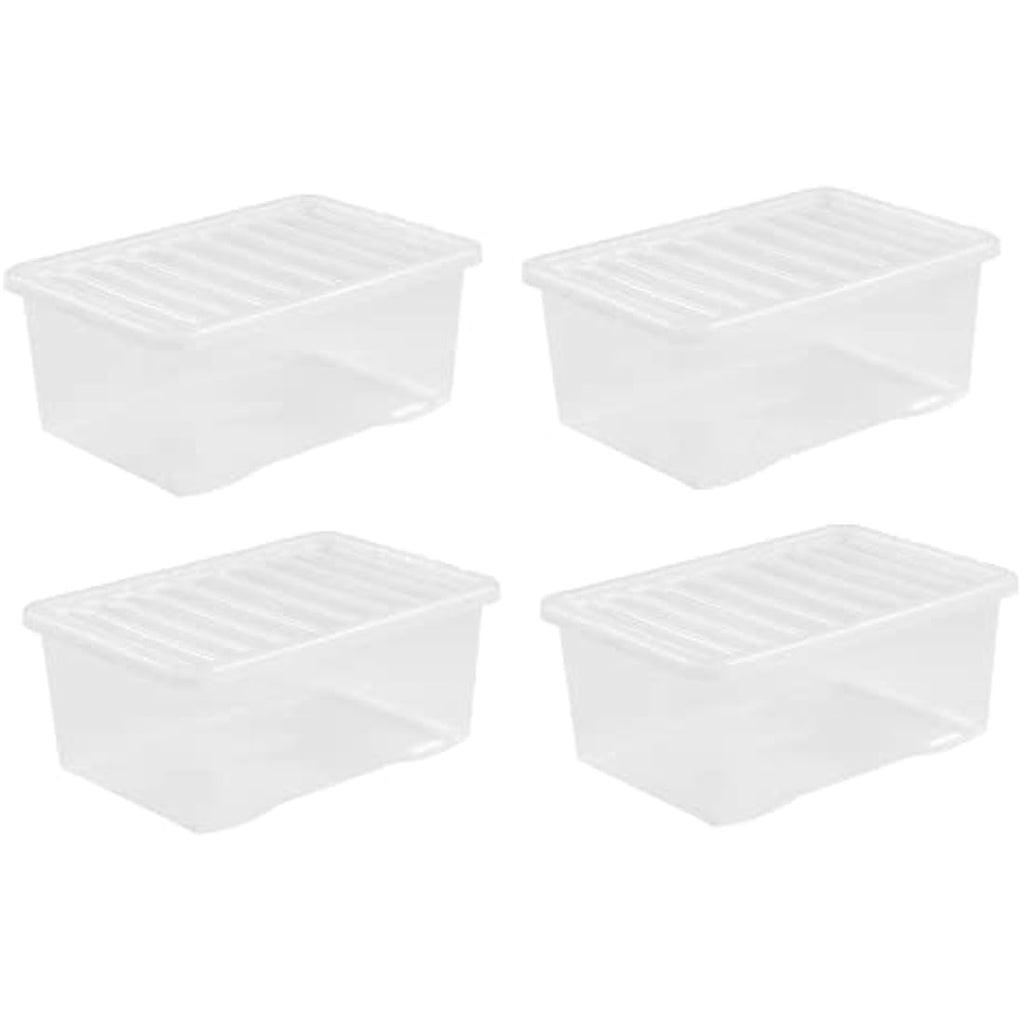 45L Clear Plastic Storage Boxes with Lids - Pack of 4