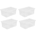 45L Clear Plastic Storage Boxes with Lids - Pack of 4