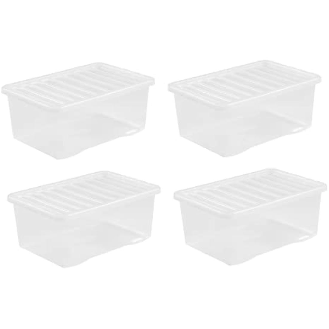 45L Clear Plastic Storage Boxes with Lids - Pack of 4