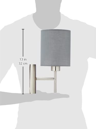 Eglo Pasteri Grey Fabric Wall Light - Matt Nickel Steel E27 Wall Lamp