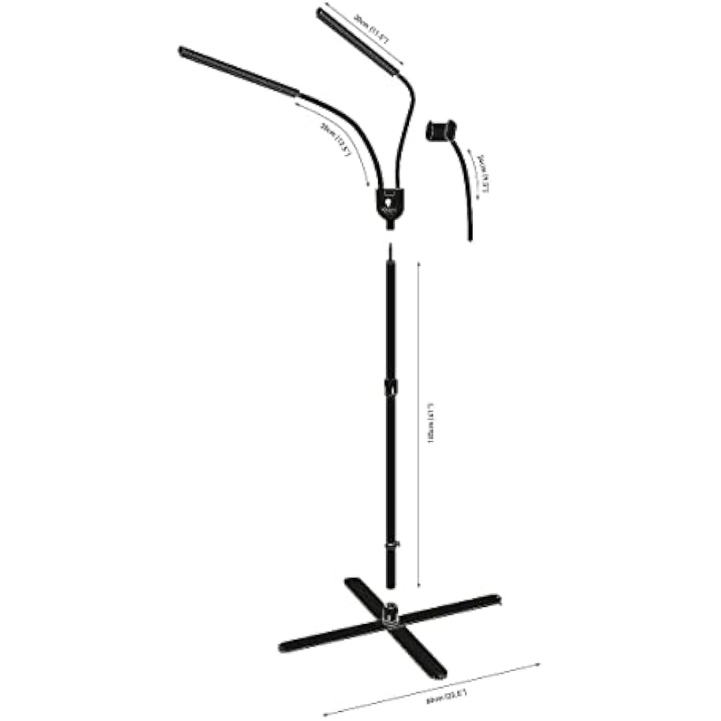 Daylight Gemini LED Floor Lamp | Dual Shade Beauty Light with Phone Holder