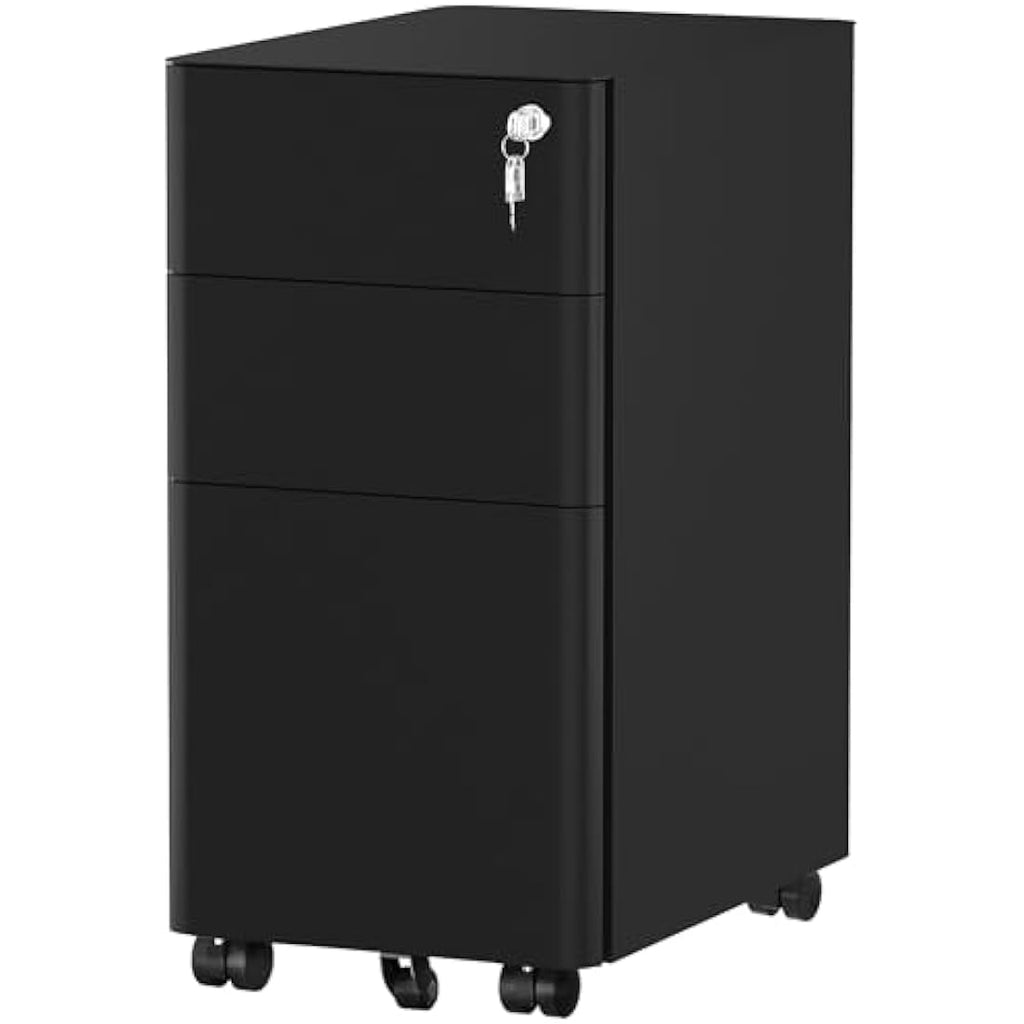 YITAHOME 3-Drawer Mobile Filing Cabinet | Lockable Steel Office Pedestal