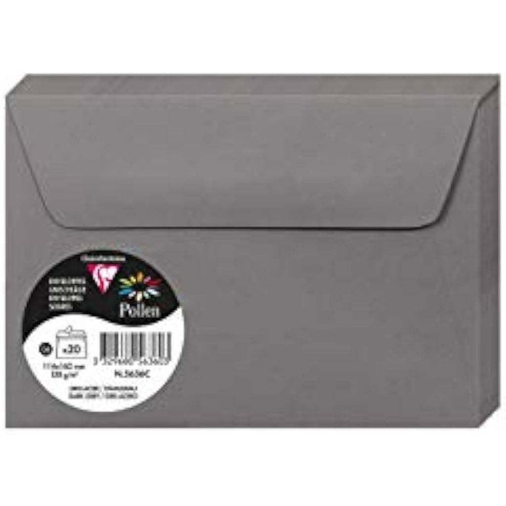 Clairefontaine Pollen C6 Adhesive Envelopes – Dark Grey 120gsm (20 Pack)