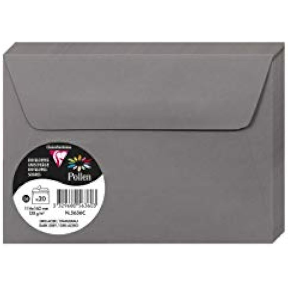 Clairefontaine Pollen C6 Adhesive Envelopes – Dark Grey 120gsm (20 Pack)