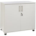 Lockable White Wood Storage Cabinet - 31.5" Office Cupboard