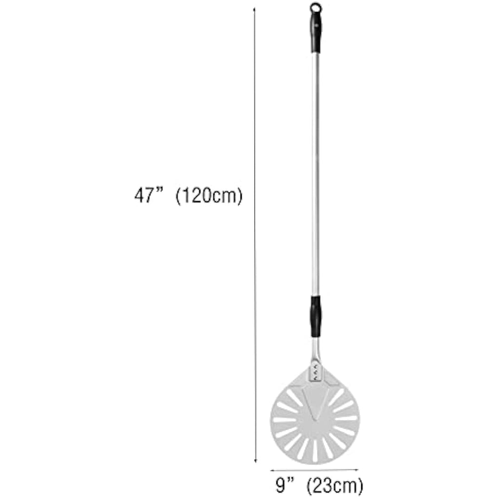 9-Inch Perforated Turning Pizza Peel with 47-Inch Long Handle