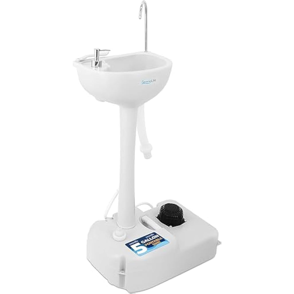 SereneLife Portable Camping Sink - 19L Hand Wash Station with Foot Pump