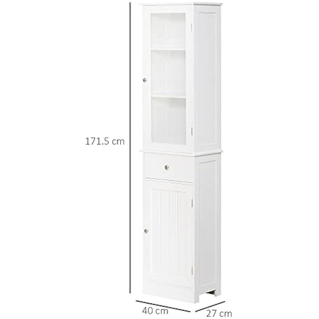 Slim Bathroom Storage Cabinet – Tall 3-Tier Shelf & Drawer
