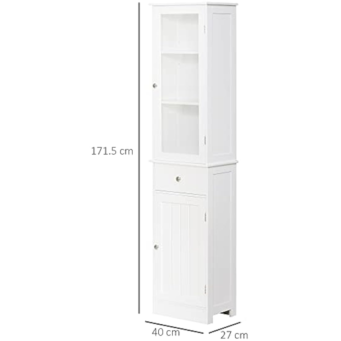 Slim Bathroom Storage Cabinet – Tall 3-Tier Shelf & Drawer